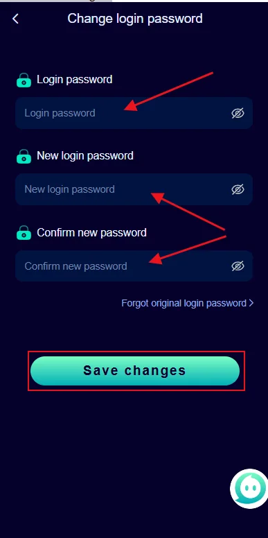 Jalwa Game change password form