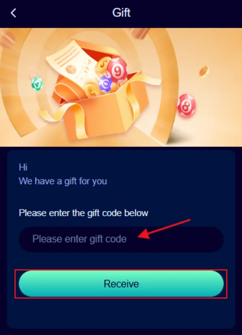 Jalwa Game gift code input screen